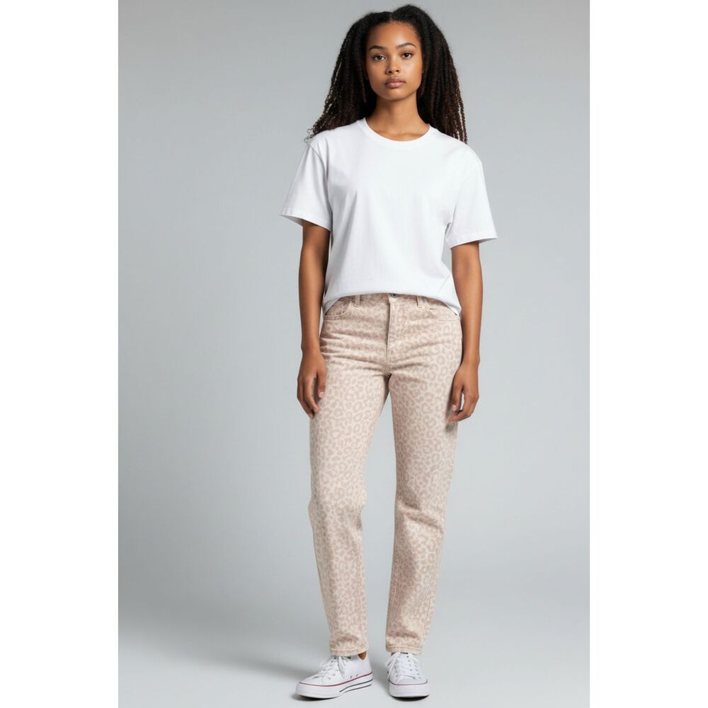 LOFT Women's Size 14 Modern Straight Pants Lavender Cream Animal Print Cotton